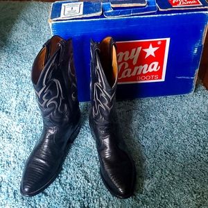 TONY LAMA Mens size 11.0 E COWBOY BLACK LIZARD BOOTS